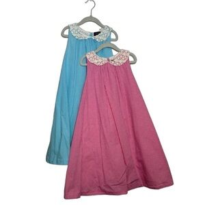 (2) POLO Ralph Lauren Gingham Print Lace Collar Farmgirl Girls Dresses size 10